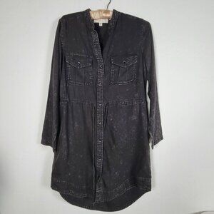 Anthropologie Cloth & Stone Black Mineral Wash "Sandra" Mini Shirt Dress Small